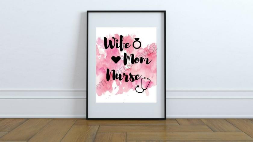 Art Prints | Wife Mom Nurse Wall Art, Printable Digital Download Art Prints Art Prints