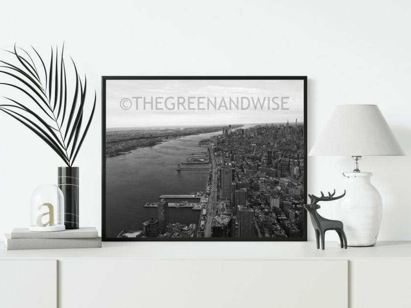 Art Prints | York City And Hudson River Black And White Photo, Digital Download Art Prints Art Prints