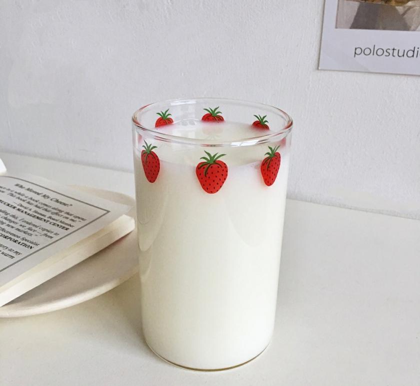 Candles | 300Ml Strawberry Cute Glass Cup With Straw Creative Transparent Water Cup Student Milk Heat Resistant Glass Candles Candles