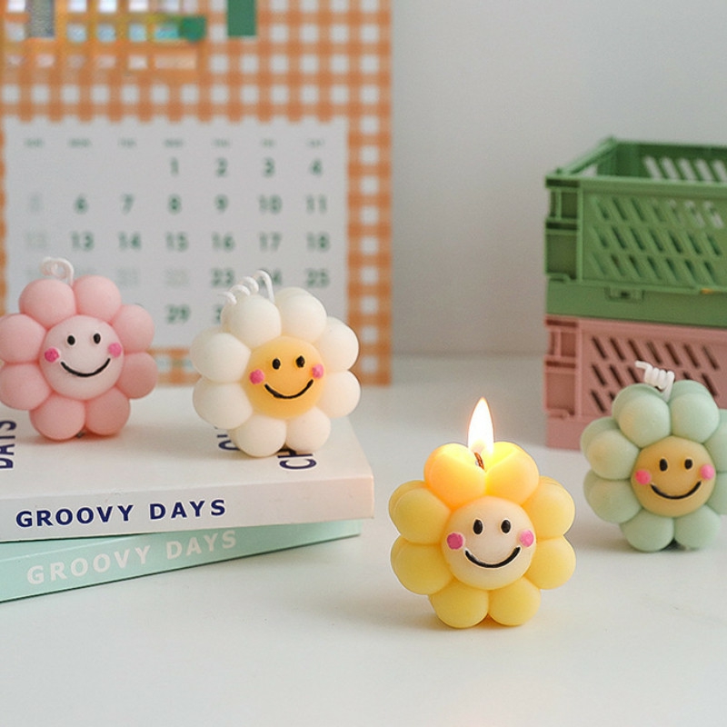 Candles | Smiley Face Flower Candle Cute Style Scented Candle Candles Candles