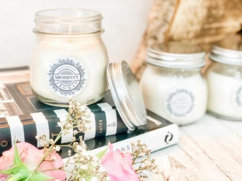 Candles | Soy Wax White Geranium Candle Vegan Natural Gift Candles Candles