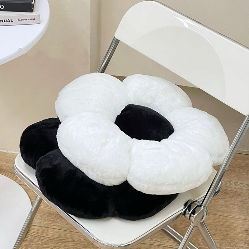 Cushion Covers | White Flower Plush Cushion Home Decor Decoration Cushion Covers Black