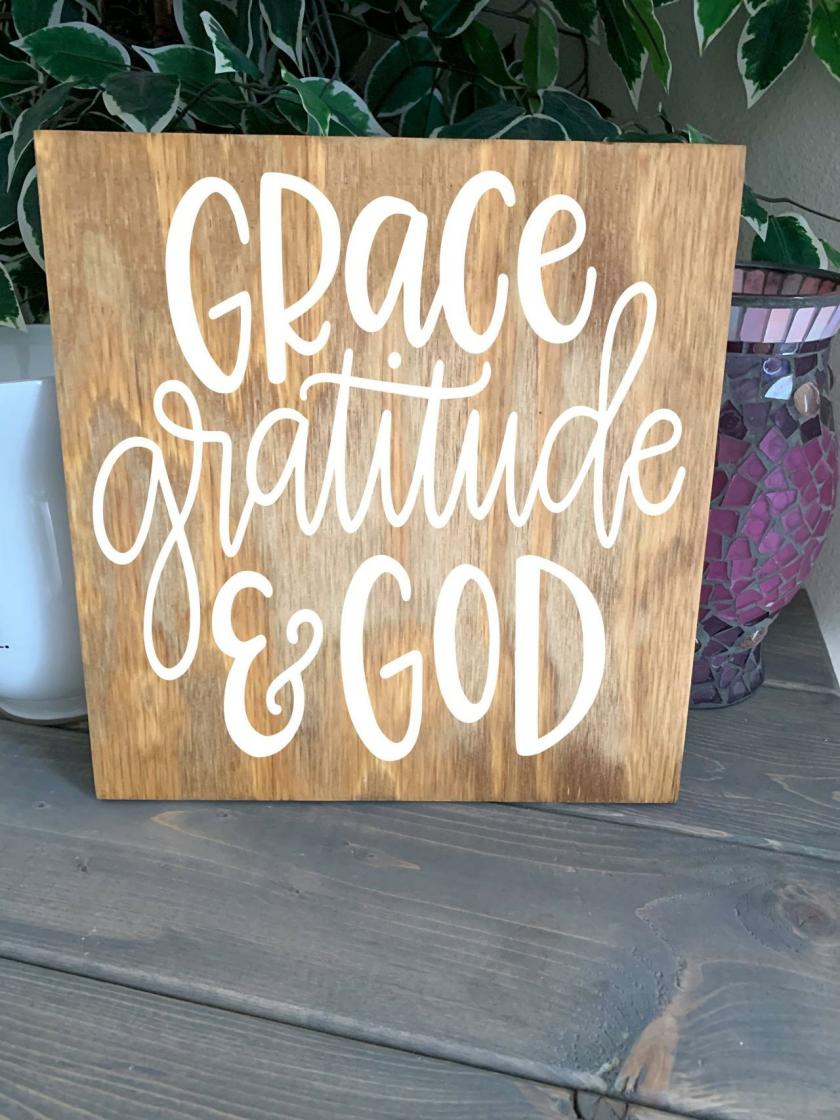 Decorative Items | 12X12 Grace Gratitude & God. Hand Painted Wood Sign. Grace. Gratitude. Decorative Items Decorative Items