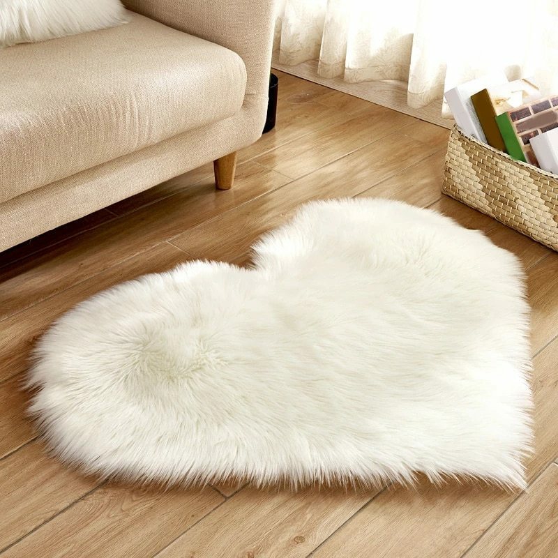 Decorative Items | 30X40Cm Heart Shaped Fluffy Rug Shaggy Faux Wool Carpet Sofa Cushion Living Room Bedroom Decorative Floor Mats Decorative Items Decorative Items