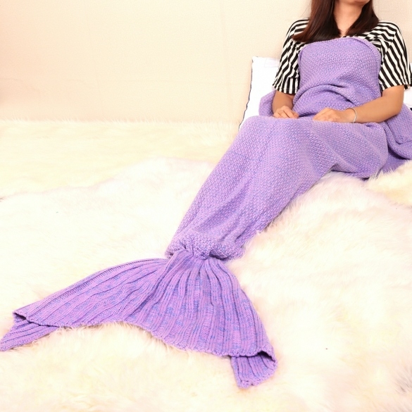 Decorative Items | Adult Handmade Knitted Crochet Mermaid Tail Shape Blanket Sleeping Sofa Blanket Decorative Items Dark Purple