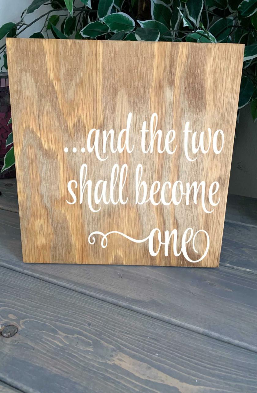 Decorative Items | And The Two Shall Become One. 12X12 Hand Painted Wood Sign. Home Decor.Wedding Day Decor. Reception Decor. Wedding. Wedding Season. Decorative Items Decorative Items