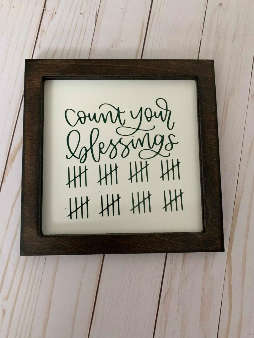 Decorative Items | Count Your Blessings 8X8 Framed Sign, Farmhouse Blessings Sign, Farmhouse Decor, Blessings. Framed Wood. Decorative Items Decorative Items