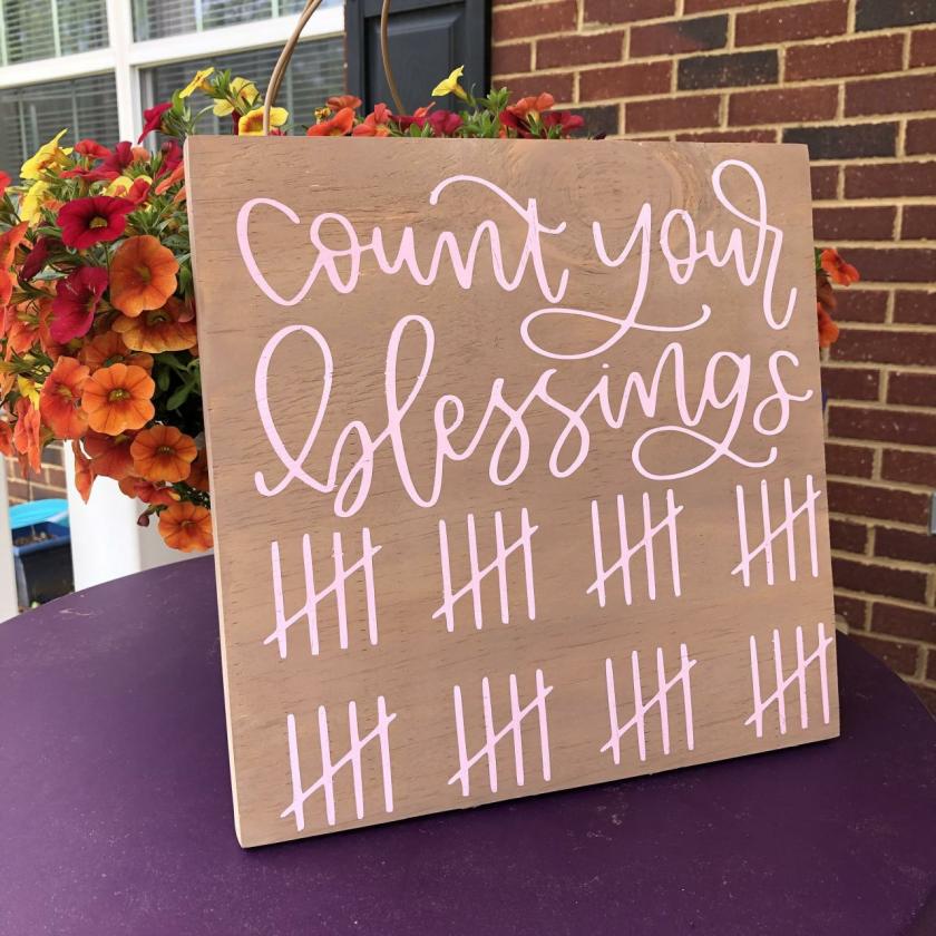 Decorative Items | Count Your Blessings Hand Paintedwood Sign, 12X12, Farmhouse Blessings Sign, Farmhouse Decor, Blessings Decorative Items Decorative Items