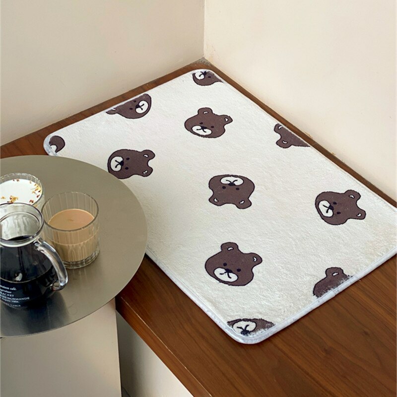 Decorative Items | Cute White Furry Bear Anti-Slip Rug Kitchen Home Decoration Rectangle Carpet Decorative Items Decorative Items