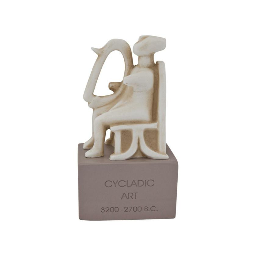 Decorative Items | Cycladic Art Statue – A Man Playing Harp – Greek Handmade Alabaster Sculpture 15Cm – 5.91 Decorative Items Decorative Items