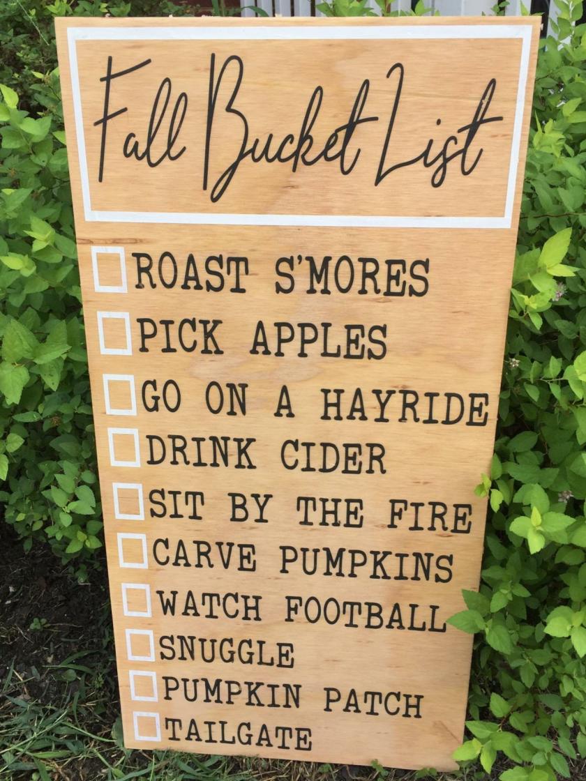 Decorative Items | Fall Bucket List 12X24 Hand Painted Wood Staind Sign. Fall Decor. Home Decor Decorative Items Decorative Items