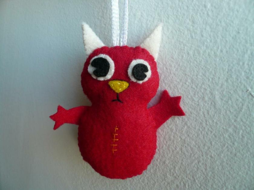 Decorative Items | Felt Ornaments Handmade – Red Horned Monster Decorative Items Decorative Items