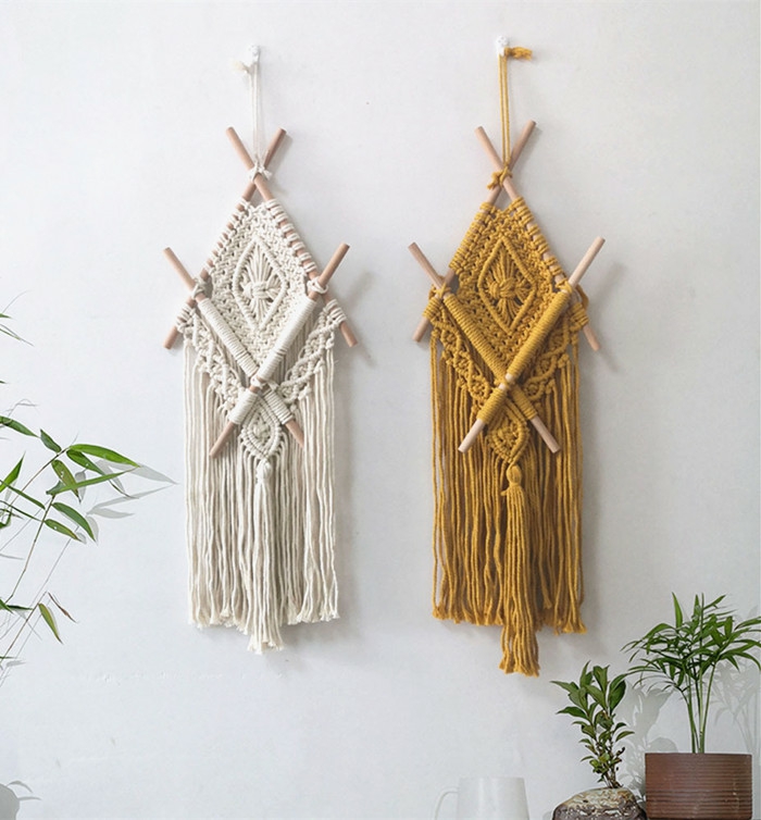 Decorative Items | Geometric Knitting Tapestry Wall Hanging Decor Decorative Items Beige