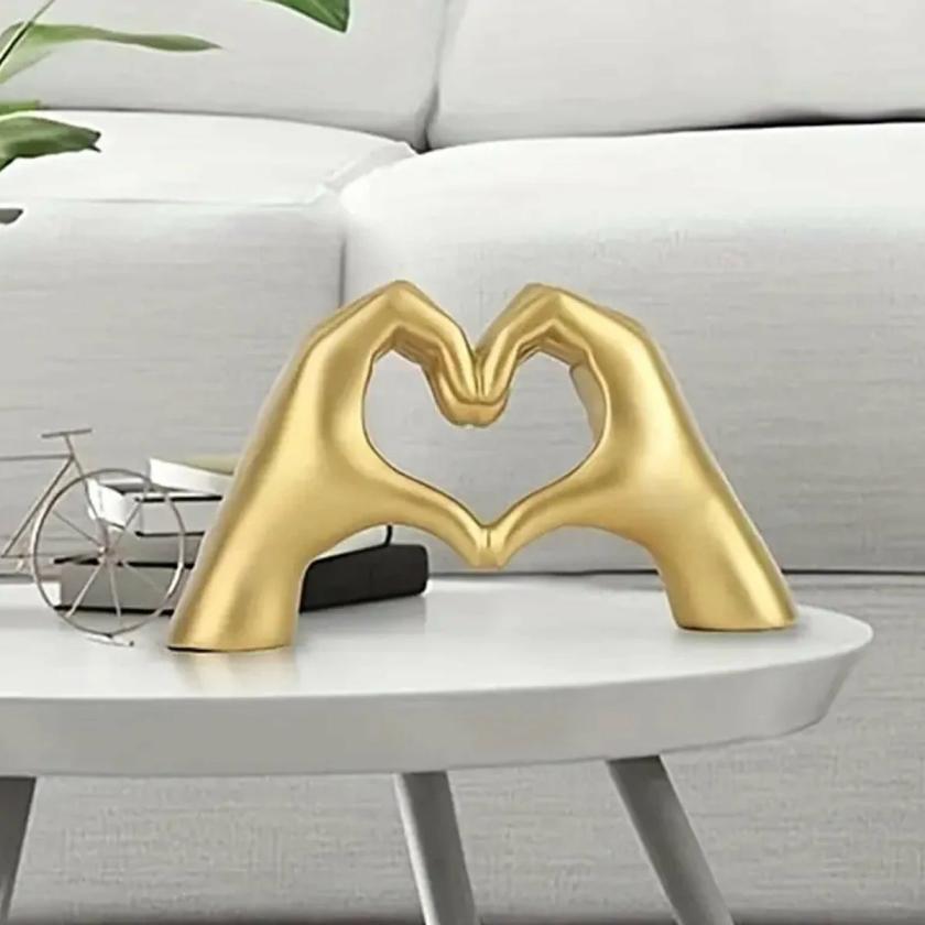 Decorative Items | Gold Hand Heart Shape Decorative Table Sculpture Decorative Items Black