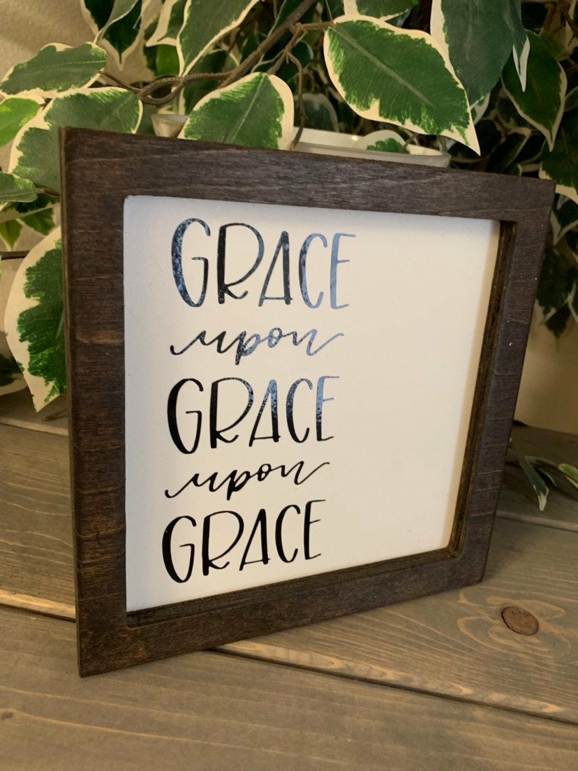 Decorative Items | Grace Upon Grace Upon Grace. 8X8 Framed Wood Sign.Farmhouse Wood Sign. Have Grace. Decorative Items Decorative Items