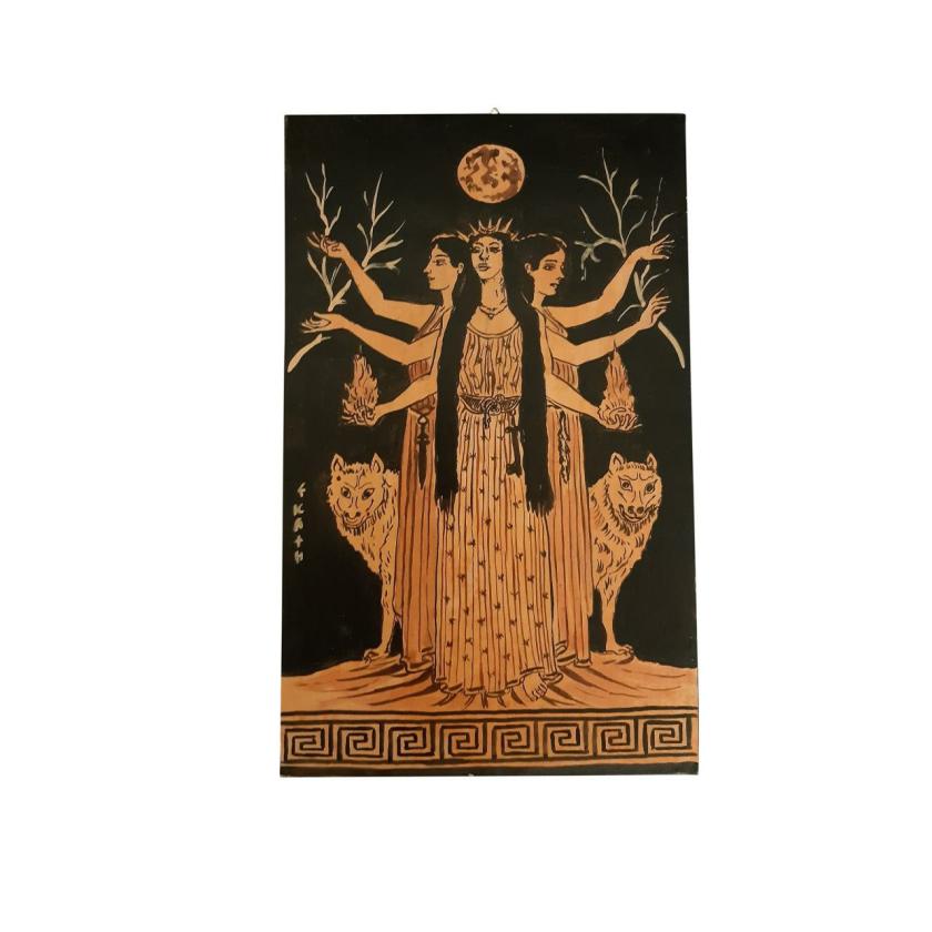 Decorative Items | Hecate Goddess Of Magic Unique Handmade Greek Wall Painting On Wood 50Cm Decorative Items Decorative Items