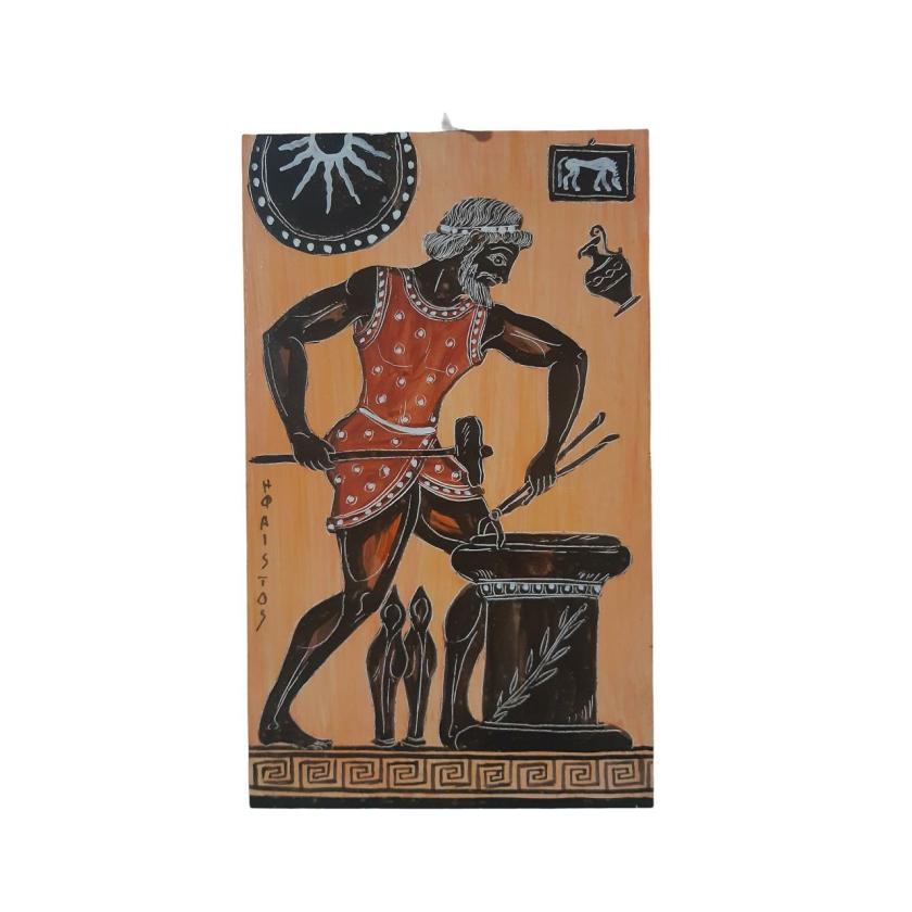 Decorative Items | Hephaestus Greek God Unique Wall Painting Greek Mythology Handmade On Wood 25Cm Decorative Items Decorative Items