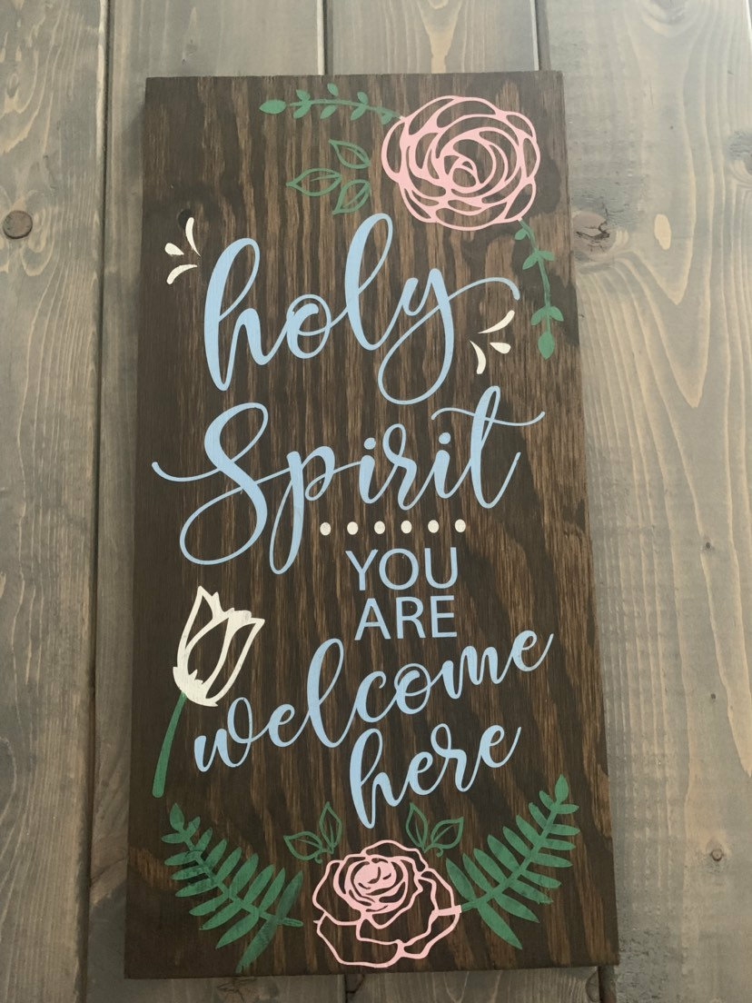 Decorative Items | Holy Spirit You Are Welcome Here Sign. Christian Sign. Religious Home Decor. Hand Painted Wood Sign. Decorative Items Decorative Items