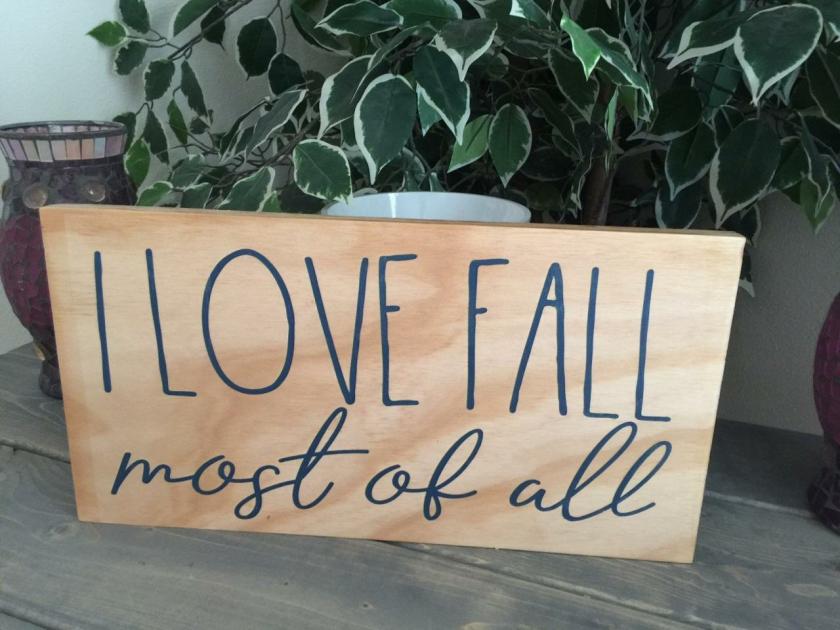 Decorative Items | I Love Fall Most Of All 8X15 Hand Painted Wood Sign. Shelf Sitter. Fall Home Decor. Decorative Items Black