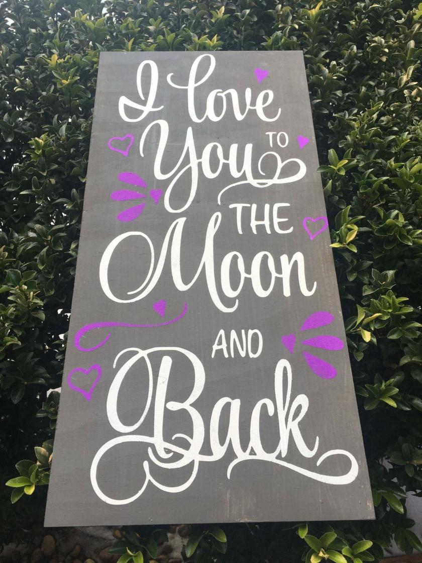 Decorative Items | I Love You To The Moon And Back …12X24 Hand Painted Wood Sign Decorative Items Decorative Items