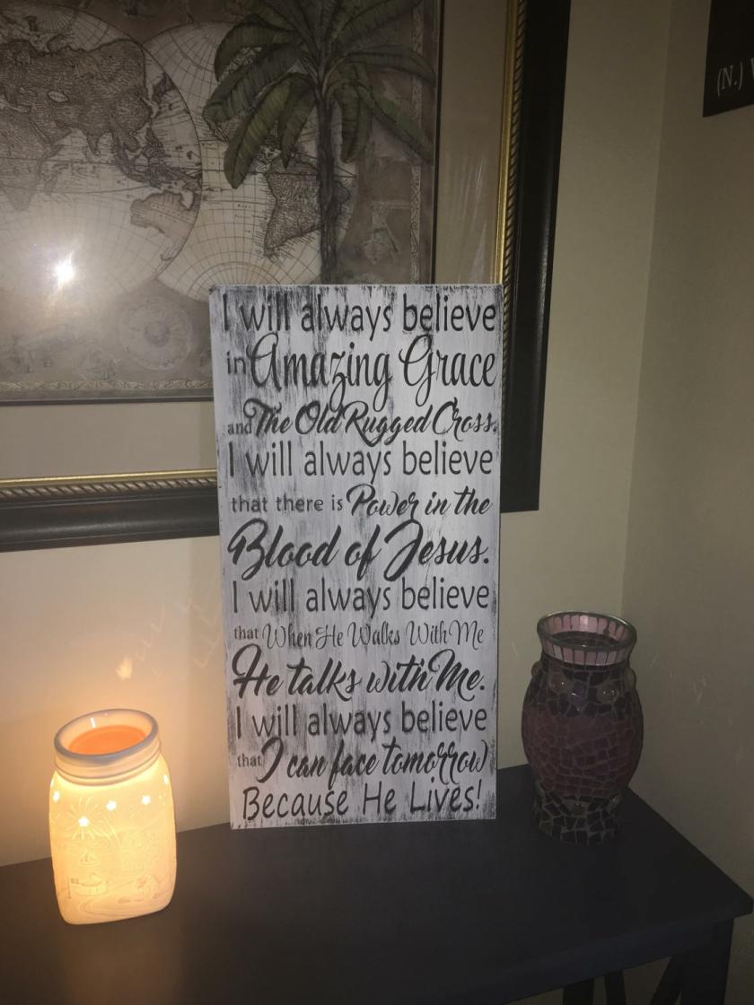 Decorative Items | I Will Always Believe In Amazing Grace 12X24 Hand Painted Wood Sign Decorative Items Black & white