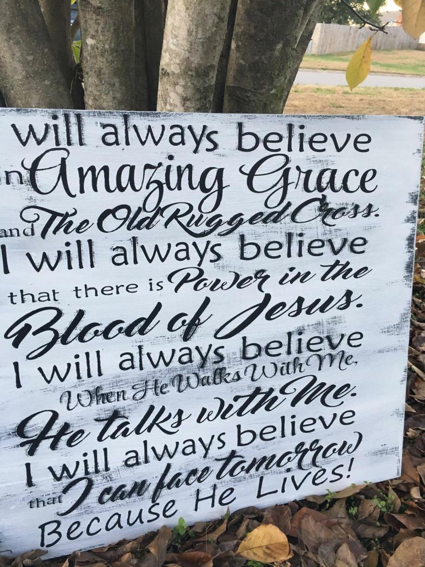 Decorative Items | I Will Always Believe In Amazing Grace 24X36 Hand Painted Wood Sign Decorative Items Black & white