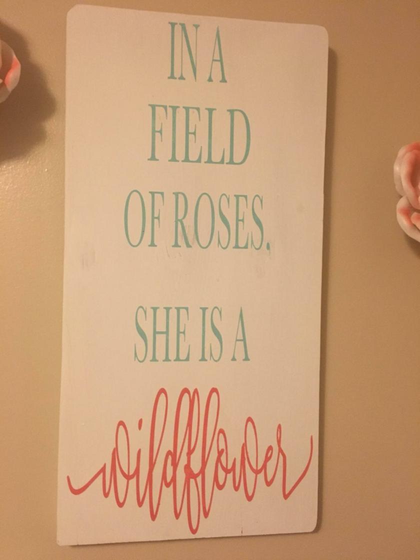 Decorative Items | In A Field Of Roses She Is A Wild Flower / Hand Painted 12X24 Wood Sign Decorative Items Decorative Items