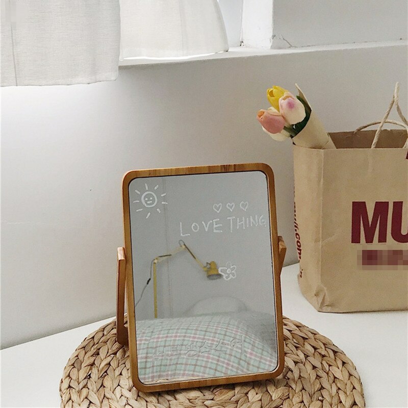 Decorative Items | Ins Wood Glass Standing Make-Up Mirror Decorative Items Decorative Items