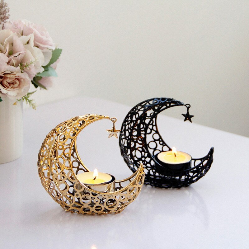 Decorative Items | Moon Metal Candle Holders Decorative Items Black