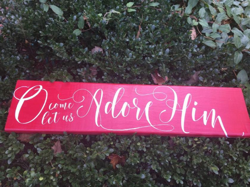 Decorative Items | O Come Let Us Adore Him Hand Painted Wood Sign Decorative Items Decorative Items