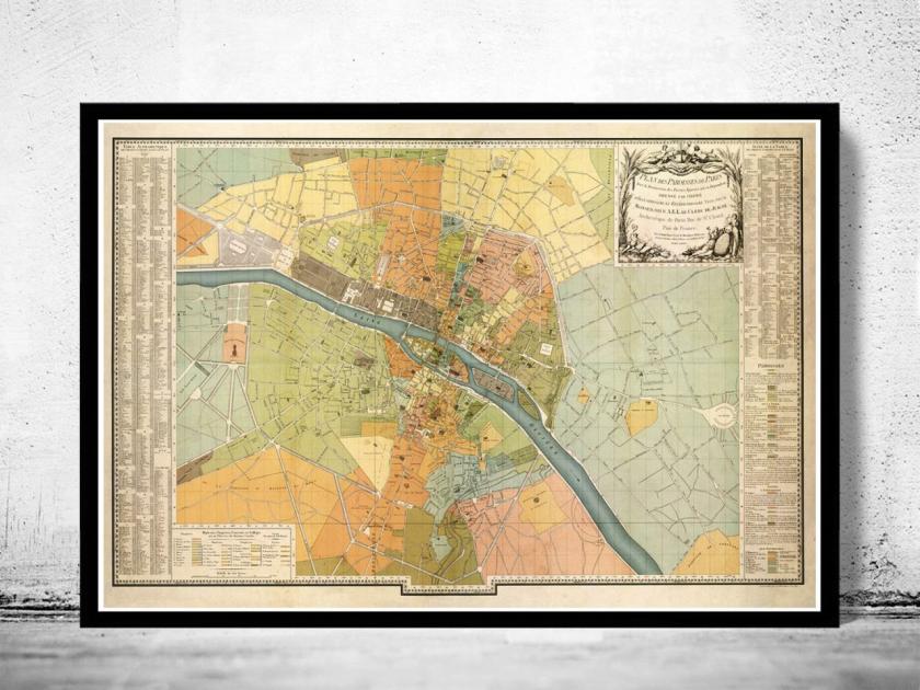 Decorative Items | Old Map Of Paris (Very Large Map) France 1904 Decorative Items Decorative Items