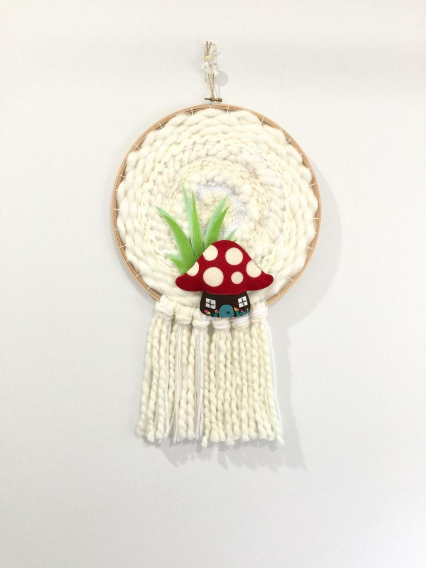 Decorative Items | Price Reduced  Toad Stool House Round Woven Wall Hanging, Weaving, Wall Hanging, Nursery Art, Nursery Decor, White Weaving Decorative Items Decorative Items