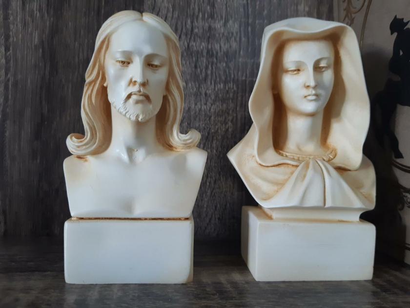 Decorative Items | Set Jesus Christ And Mary Mother Bust Statue Made Of Alabaster Decorative Items Decorative Items