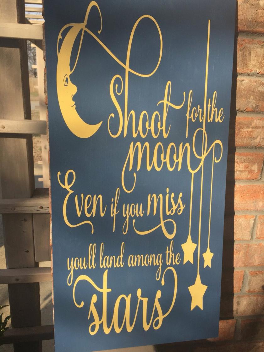 Decorative Items | Shoot For The Moon, Even If You Miss You’Ll Land Among The Stars. 12X24 Hand Painted Wood Sign. Decorative Items Decorative Items