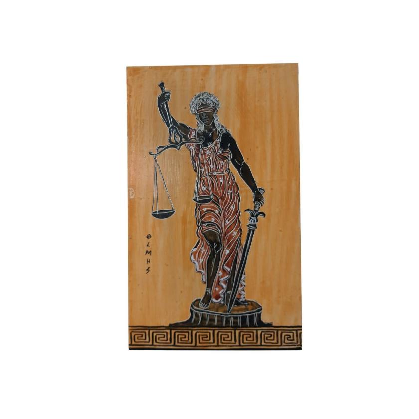 Decorative Items | Themis Goddess Wall Painting On Wood Greek Handmade 25Cm Decorative Items Decorative Items