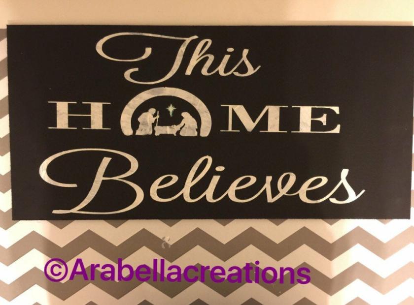 Decorative Items | This Home Believes Christmas Hand Painted Wood Sign Decorative Items Decorative Items