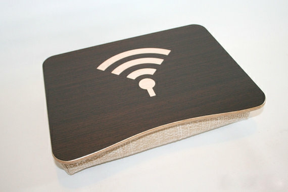 Decorative Items | Wooden Laptop Bed Tray / Ipad Table / Laptop Stand "Wifi Dark" / Light Cushion Decorative Items dark