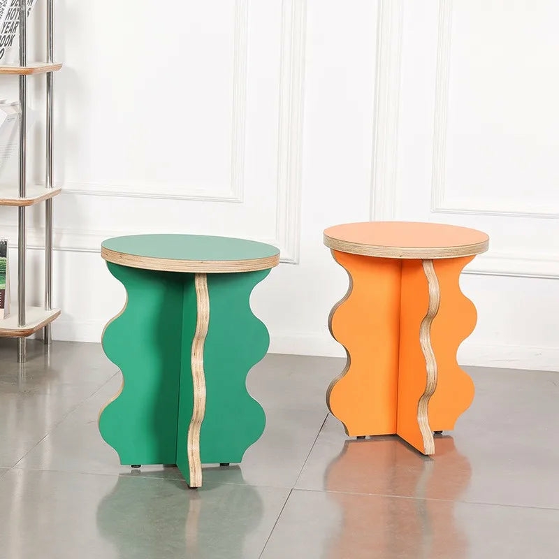 Furniture | Colorful Modern Wavy Design Wooden Accent Tables Furniture Furniture