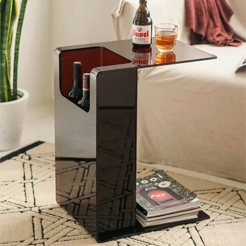 Furniture | Modern Black Side Table With Wine Storage Furniture coffee