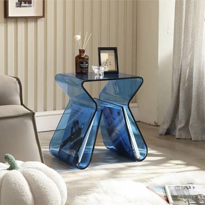 Furniture | Modern Blue Acrylic Side Table With Storage Furniture anthracite gray