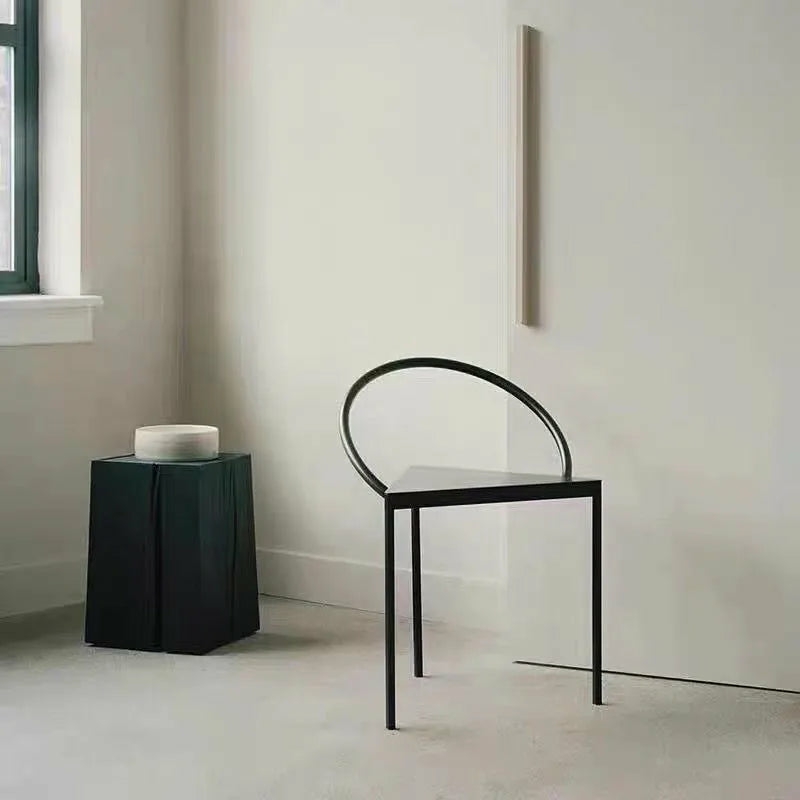 Furniture | Modern Minimalist Black Metal Chair With Backrest Furniture Black