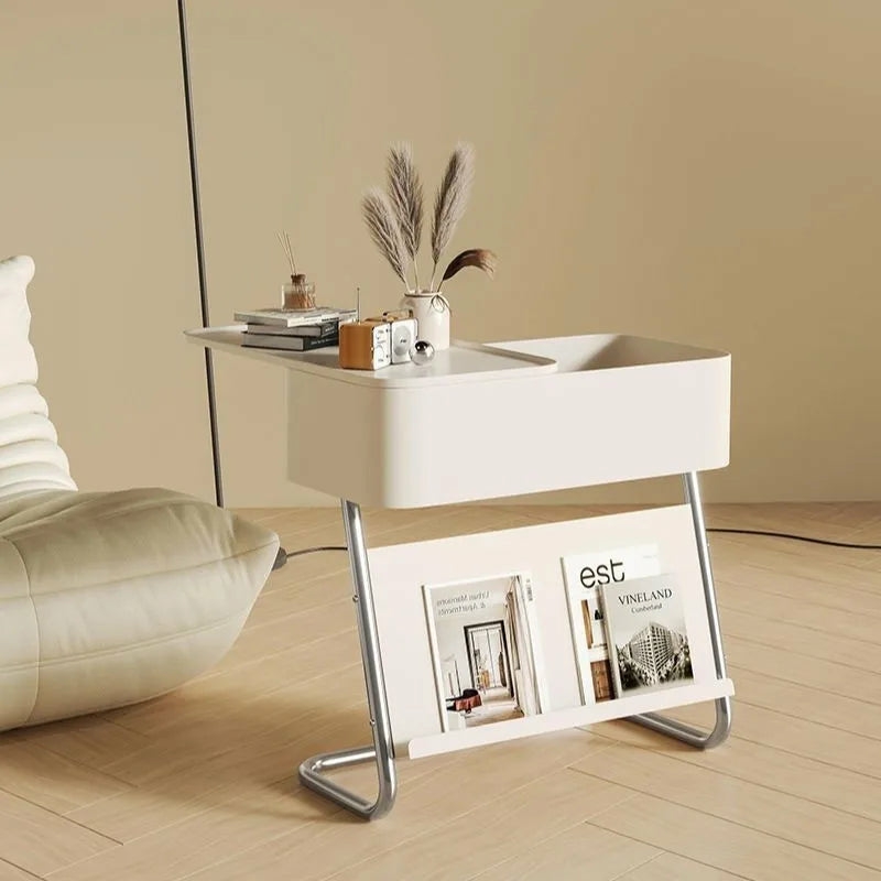 Furniture | Modern Minimalist White Magazine Side Table Furniture Black