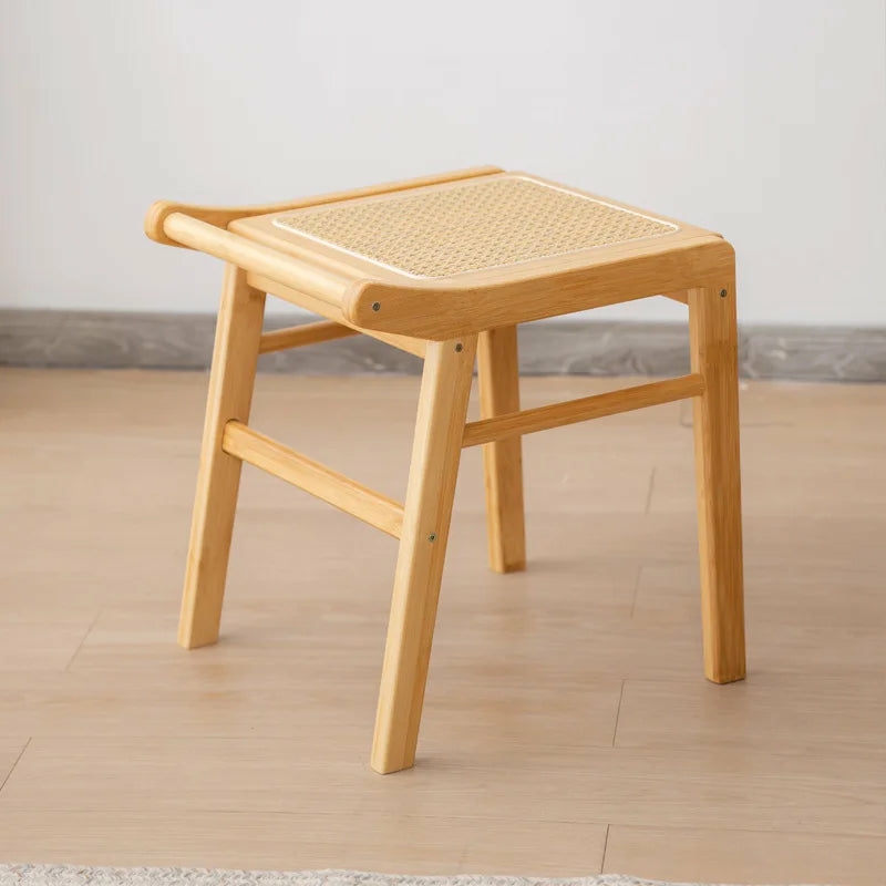 Furniture | Modern Natural Wooden Stool With Rattan Seat Furniture Furniture