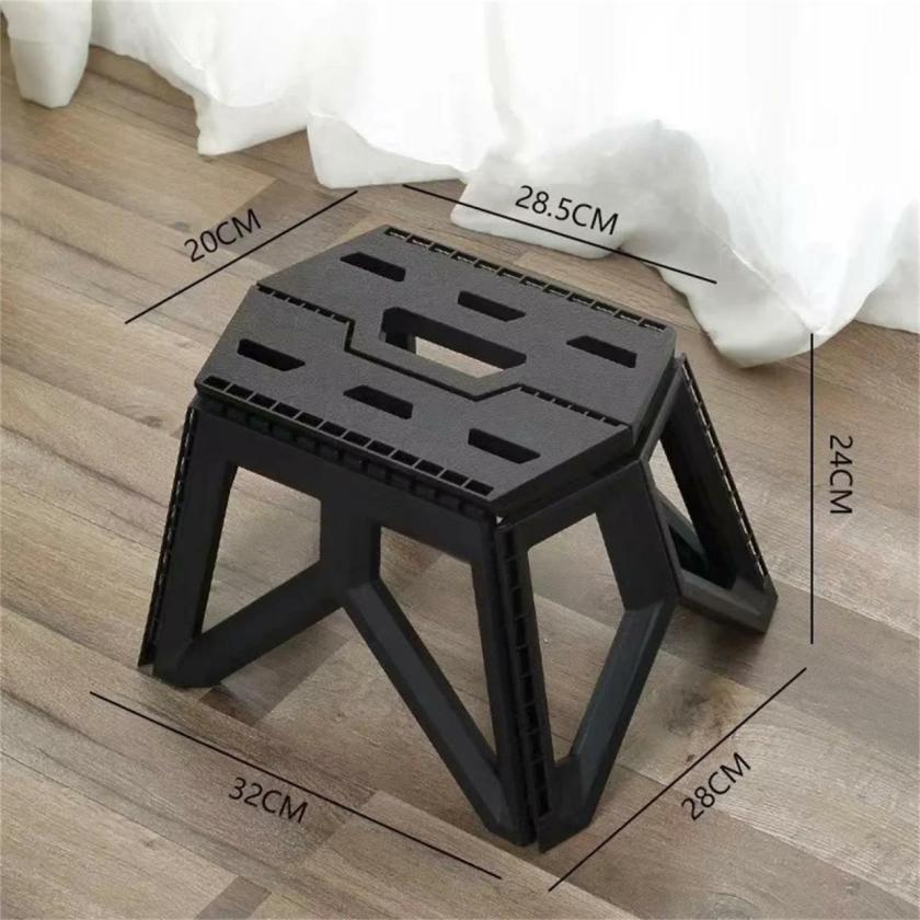 Furniture | Portable Foldable Plastic Step Stool, 12 Inches Furniture Black