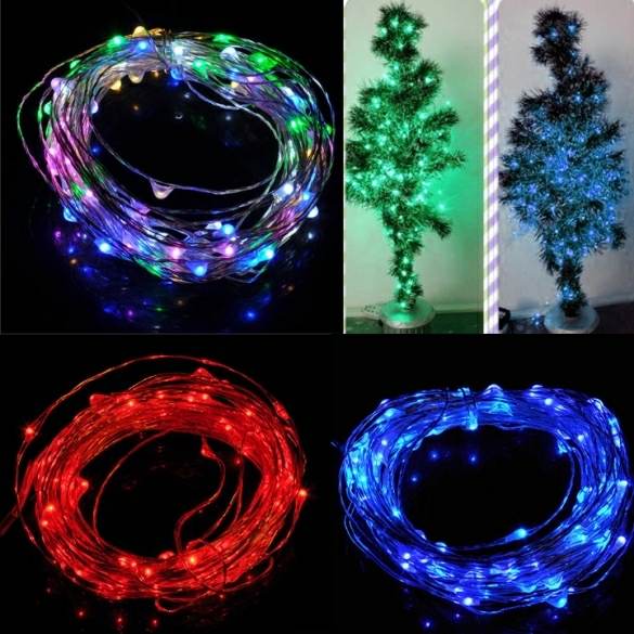 Lightings | 10M 33Ft 100 Leds Starry Copper Wire Warm White Led Light+Ac/Dc Power Supply Xmas Housewares blue