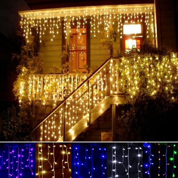 Lightings | 3.5M Droop 0.3-0.5M Eu Plug Curtain Icicle String Lights 220V Year Christmas Led Lights Garden Xmas Wedding Party Housewares blue