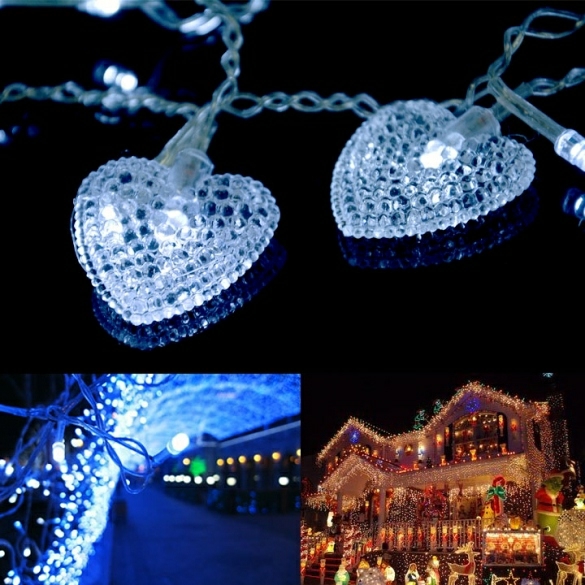 Lightings | 3.5M White 16 Hearts 100 Led String Fairy Holiday Lights For Party Xmas Wedding Housewares Lightings