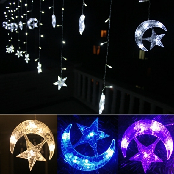 Lightings | 4M Led Moon Star Christmas Party Decor Bar Indoor String Fairy Curtain Light Housewares blue