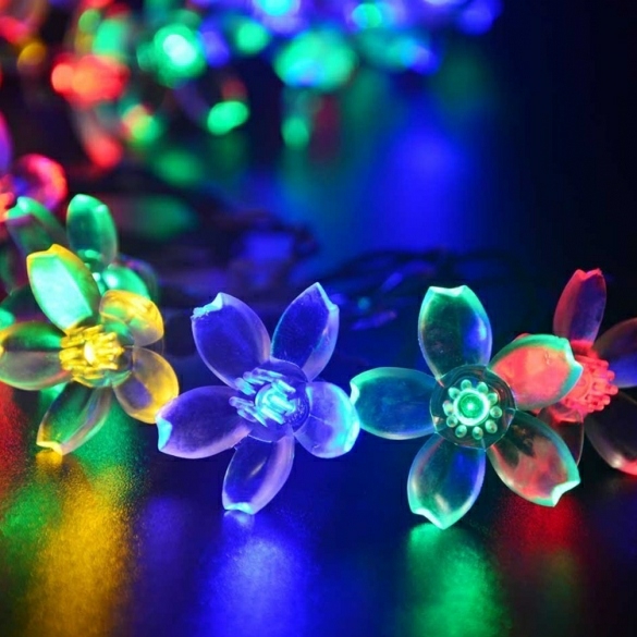 Lightings | 7M 50 Led Solar Flower String Light Multi-Color Waterproof Christmas Party Outdoor Decor Light Housewares blue