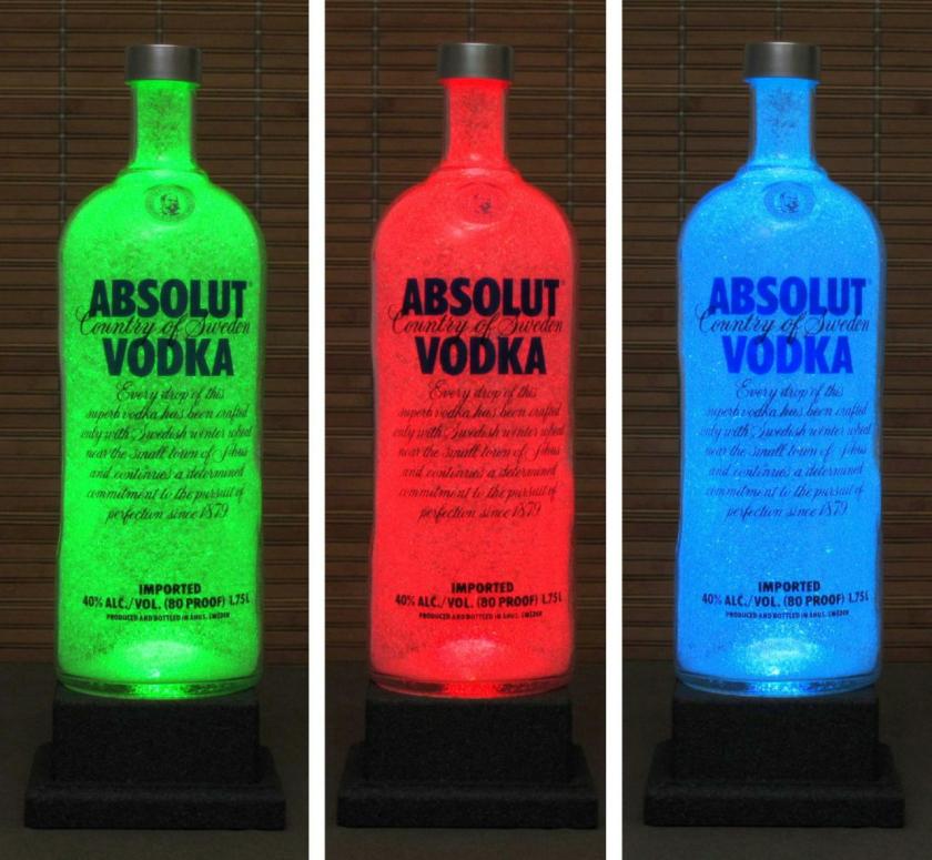 Lightings | Absolut Vodka Led Bottle Lamp Big 1.75 Liter Color Changing Remote Controlled Housewares Lightings